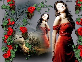 Reflective Beauty, reflection, roses, woman, beauty HD wallpaper