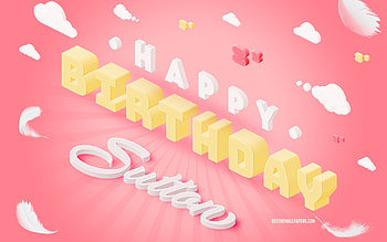 Happy Birtay Sutton, 3d Art, Birtay 3d Background, Sutton, Pink Background, Happy Sutton birtay, 3d Letters, Sutton Birtay, Creative Birtay Background HD wallpaper