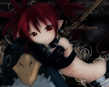 Enta, red eyes, enta pinny, red hair, disgaea HD wallpaper