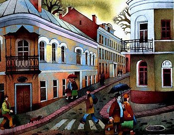 Olga Ivanova. Go., street, olga ivanova, art, painting HD wallpaper
