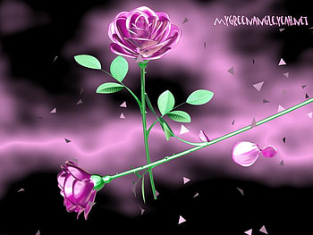 Crystal roses, rose, pink, leaves, crystal, 3d, green, glass HD wallpaper