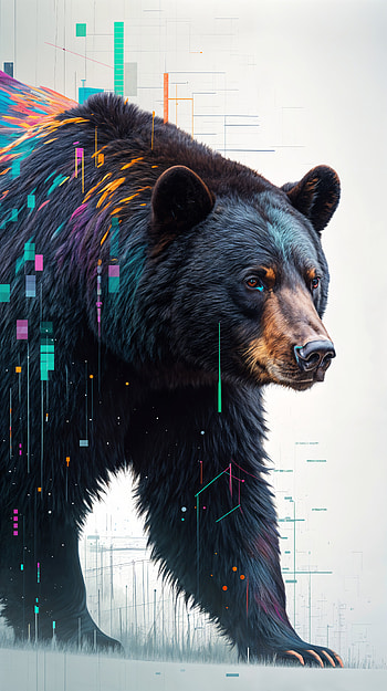 Black Bear: A Stunning for Nature Lovers, bear, Digital Art, colorful, Wildlife HD phone wallpaper
