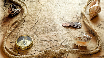 Antique map, Nostalgic compass, Historical exploration, Old-world charm HD wallpaper