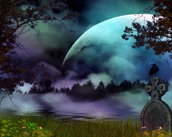 ~Raven and Grave~, gothic, stock , exterior, forests, premade BG, grass, dark, creative pre-made, landscapes, graves, love four seasons, crows, nature, ravens, moons HD wallpaper