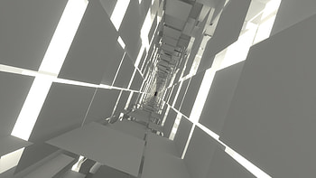 3d Square Tiles Greyscale White Abstract Background, blender, Blender 3D, white, grey, tunnel, Abstract, 3D HD wallpaper