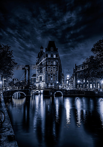 Cities, Rivers, Building, Night City, Bridge, Facade HD phone wallpaper