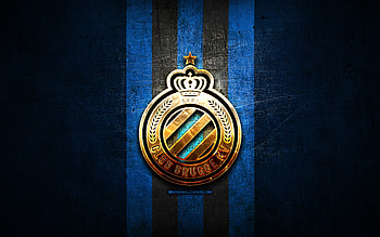 Club Brugge FC, golden logo, Jupiler Pro League, blue metal background, football, belgian football club, Club Brugge KV logo, soccer, Club Brugge KV HD wallpaper
