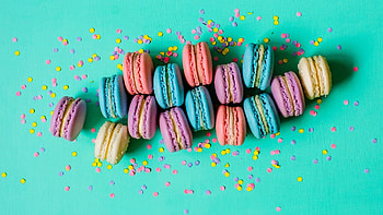 Beautiful and colorful macarons, Sweet delight for the eyes, Aesthetic , Eye-catching confection HD wallpaper