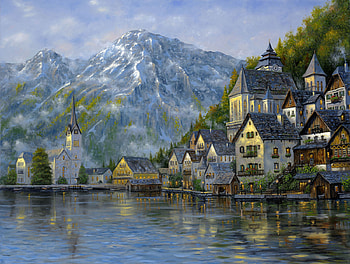 Landscape, Houses, Mountains HD wallpaper