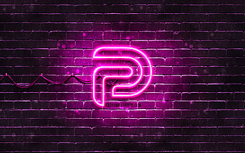 Parler purple logo, , purple brickwall, Parler logo, social networks, Parler neon logo, Parler HD wallpaper