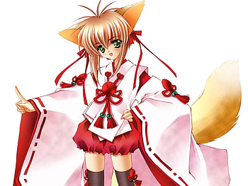Foxy Girl, anime, pretty, ears, women, tail, fox HD wallpaper