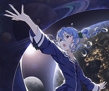Hoshimachi Suisei, hololive, Hoshimachi Suisei, Anime, Virtual Youtuber HD wallpaper