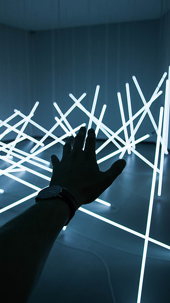 Dark, Shine, Light, Hand, Neon, Installation HD phone wallpaper