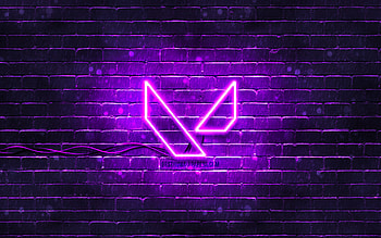 Valorant violet logo, , violet brickwall, Valorant logo, games brands, Valorant neon logo, Valorant HD wallpaper