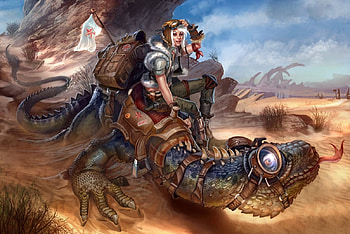 Steampunk Lizzard, Abstract, Lizzard, Woman, Steampunk, Fantasy HD wallpaper