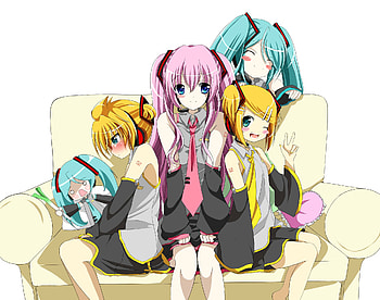Vocaloids, awesome, couch, spring onion, nice, negi, kagamine rin, aqua eyes, chibi miku, white, hatsune miku, len, twintail, girl, headset, aqua, pink hair, anime, pretty, virtual, blue, luka, heads, leek, hachune miku, rin, cute, vocaloid, beauty, miku, megurine luka, kagamine len, program, beautiful, diva, tie, pink, boy, aqua hair, yellow hair, yellow, cool, blushing, idol HD wallpaper