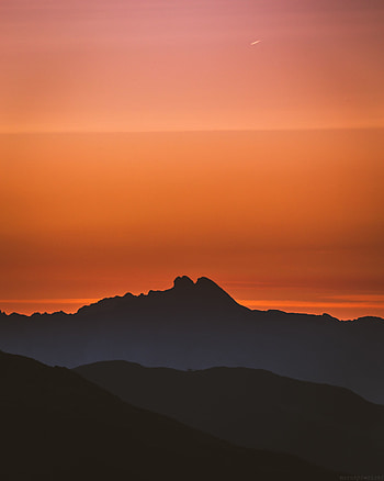 Mountain range, nature, sunset, silhouette HD phone wallpaper