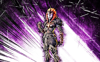 Molten Valkyrie, grunge art, Fortnite Battle Royale, Fortnite characters, violet abstract rays, Molten Valkyrie Skin, Fortnite, Molten Valkyrie Fortnite HD wallpaper