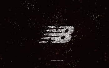 New Balance glitter logo, , black background, New Balance logo, white glitter art, New Balance, creative art, New Balance white glitter logo HD wallpaper