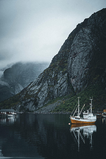 Water, Mountains, Boats, Miscellanea, Miscellaneous, Fog HD phone wallpaper