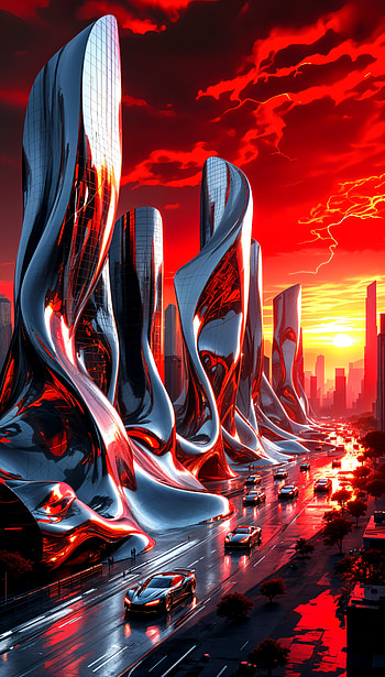 Dynamic RGB Cityscape: A Captivating , red, urban landscape HD phone wallpaper
