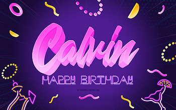 Happy Birtay Calvin, , Purple Party Background, Calvin, creative art, Happy Calvin birtay, Calvin name, Calvin Birtay, Birtay Party Background HD wallpaper