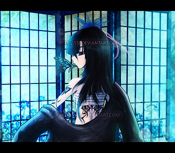 Butterfly Samurai, girl, anime, butterfly, samurai HD wallpaper