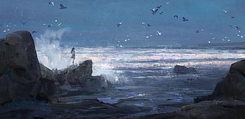 Infinite blue, fantasy, art, girl, dannylailai, water, blue, sea, white, beach, summer, vara HD wallpaper