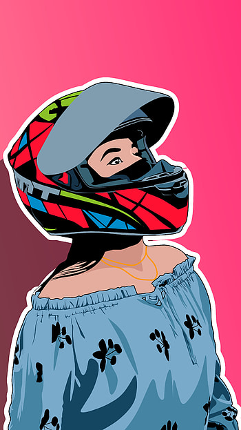 Girl rider in helmet, trending, pink, , cute, girl_rider, bike HD phone wallpaper