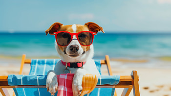 Happy Dog on Summer Beach Vacation -, dog, Happy, summer vacation, beach vacation, beach HD wallpaper