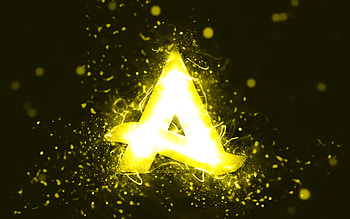 Afrojack yellow logo, , dutch DJs, yellow neon lights, creative, yellow abstract background, Nick van de Wall, Afrojack logo, music stars, Afrojack HD wallpaper