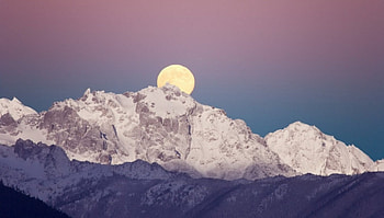 Moonrise, scene, landscape, , North, moon, nature, sky, , mountains, sunset HD wallpaper