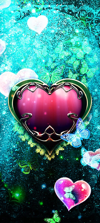 Beautiful heart, red, pink, luxury, glitter HD phone wallpaper