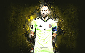 David Ospina, Colombia national football team, Colombian footballer, goalkeeper, portrait, yellow stone background, Colombia, football HD wallpaper