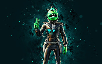 Black Zorgoton, , turquoise neon lights, Fortnite Battle Royale, Fortnite characters, Black Zorgoton Skin, Fortnite, Black Zorgoton Fortnite HD wallpaper