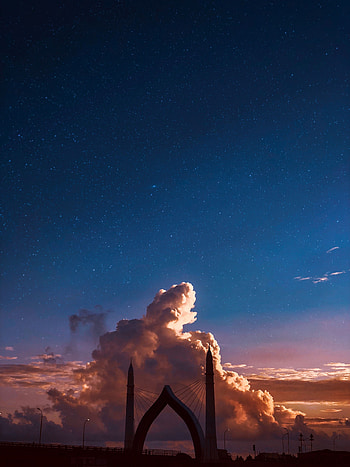Cities, Architecture, Twilight, Clouds, Starry Sky, Dusk, Bridge, Arch HD phone wallpaper