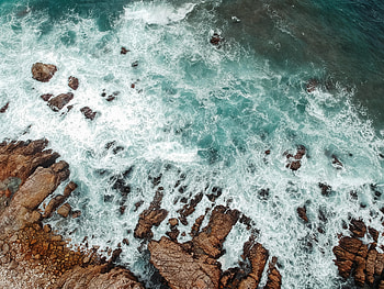 Nature, Stones, Sea, Rocks, View From Above, Foam HD wallpaper