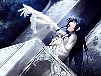 Don't Go!, night, girl, anime, long hair HD wallpaper