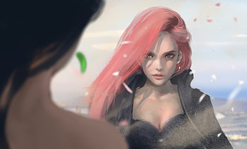 Redhead Duel , fantasy-girls, artist, artwork, digital-art, deviantart HD wallpaper