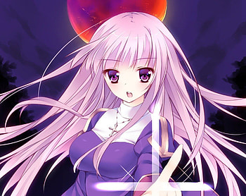 Anime, sky, long hair, moon HD wallpaper