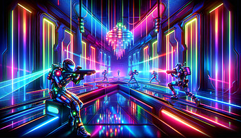 Neon Laser Tag Battle, laser tag, futuristic, neon, Sci Fi HD wallpaper
