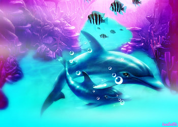 Under the Sea , Under the Sea, Fantasy, Fishes, Dolphins HD wallpaper