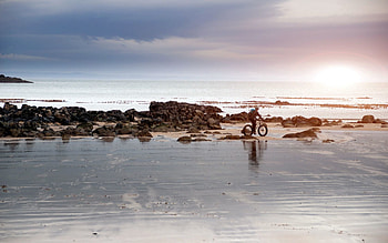 Nature, Stones, Beach, Sand, Stroll, Cyclist HD wallpaper