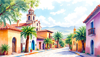 Mexico in : Vibrant Streets and Timeless Charm, Mexico, street, palm tree, building, church HD wallpaper