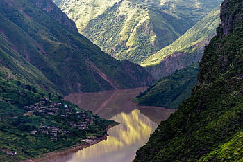 Landscape, Nature, Rivers, Mountains, View From Above, Village HD wallpaper