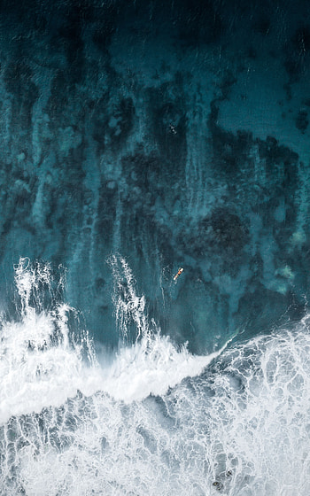 Nature, Water, Waves, View From Above, Ocean, Surface, Surfer HD phone wallpaper