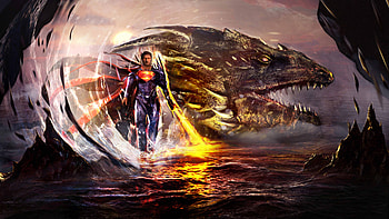 Superman Man Of Steel With Dragon Artwork , superman, man-of-steel, dragon, artwork, artist, digital-art, superheroes, deviantart HD wallpaper
