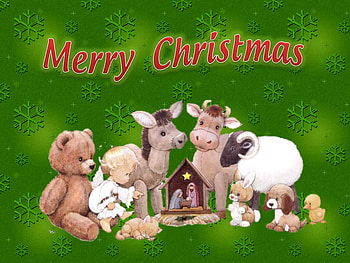 Christmas zoo, holiday, bear, christmas, green, angel, zoo, lamb HD wallpaper