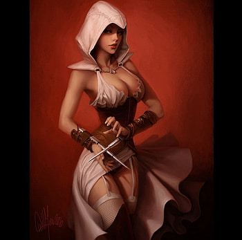 Assassin, fantasy, girl, beauty, warrior HD wallpaper