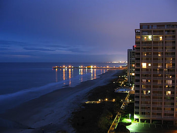 Myrtle Beach At Dusk, myrtle beach, dusk, hotel, beach HD wallpaper